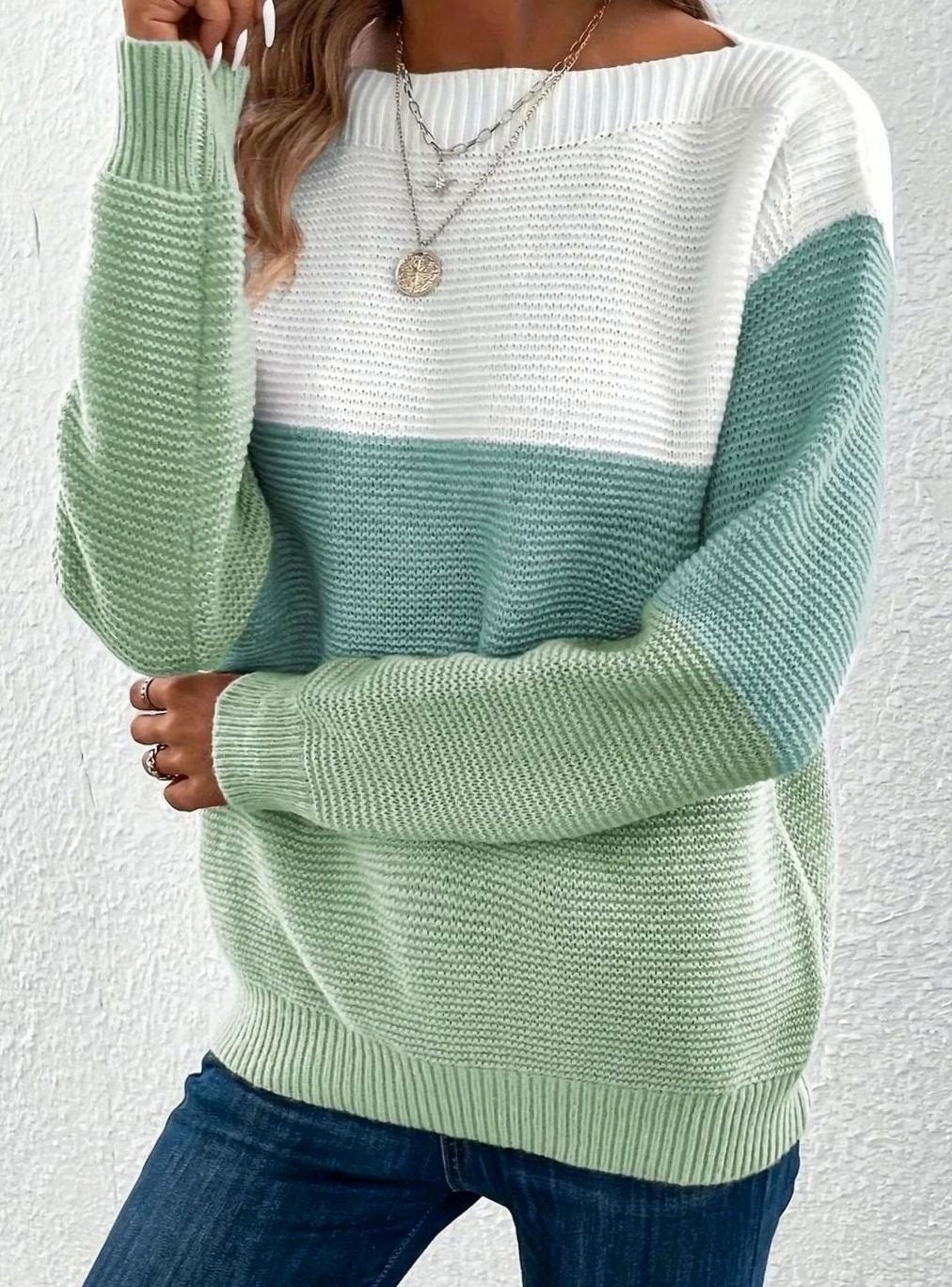 Dana | Women's Relaxed-Fit Color-Block Cashmere Turtleneck Sweater