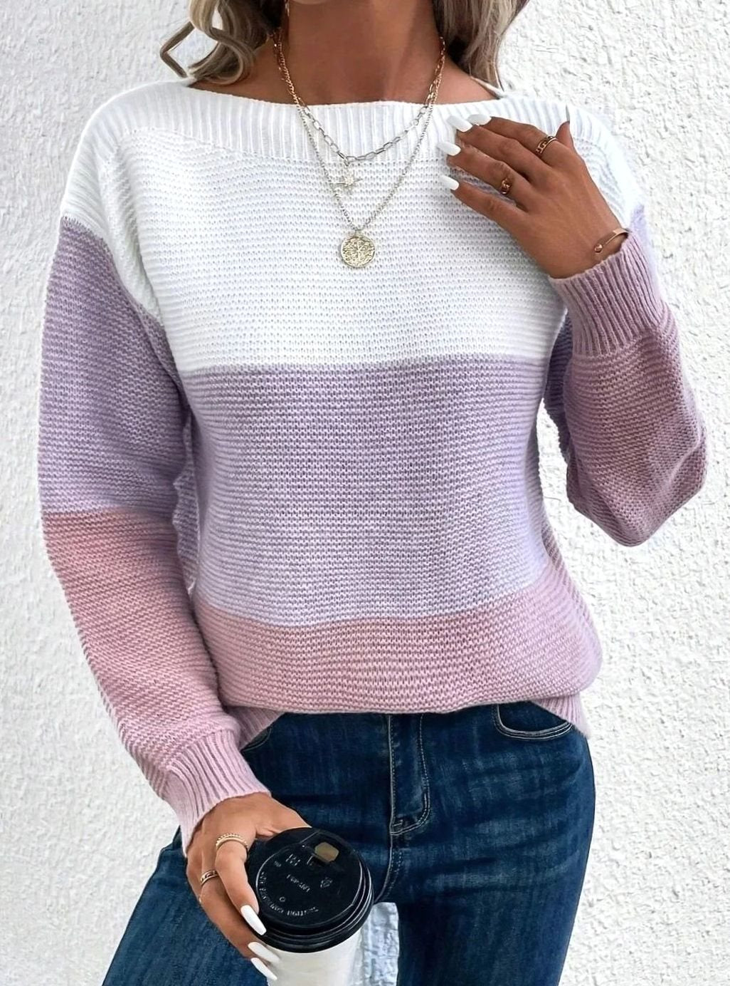 Dana | Women's Relaxed-Fit Color-Block Cashmere Turtleneck Sweater