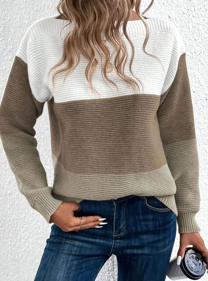 Dana | Women's Relaxed-Fit Color-Block Cashmere Turtleneck Sweater