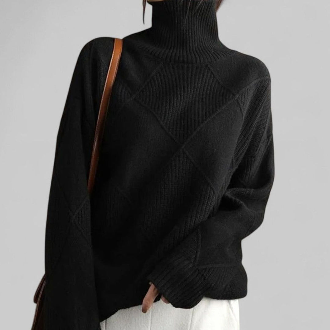 Daphne | Women's Oversized Diamond-Knit Turtlenecks Sweater