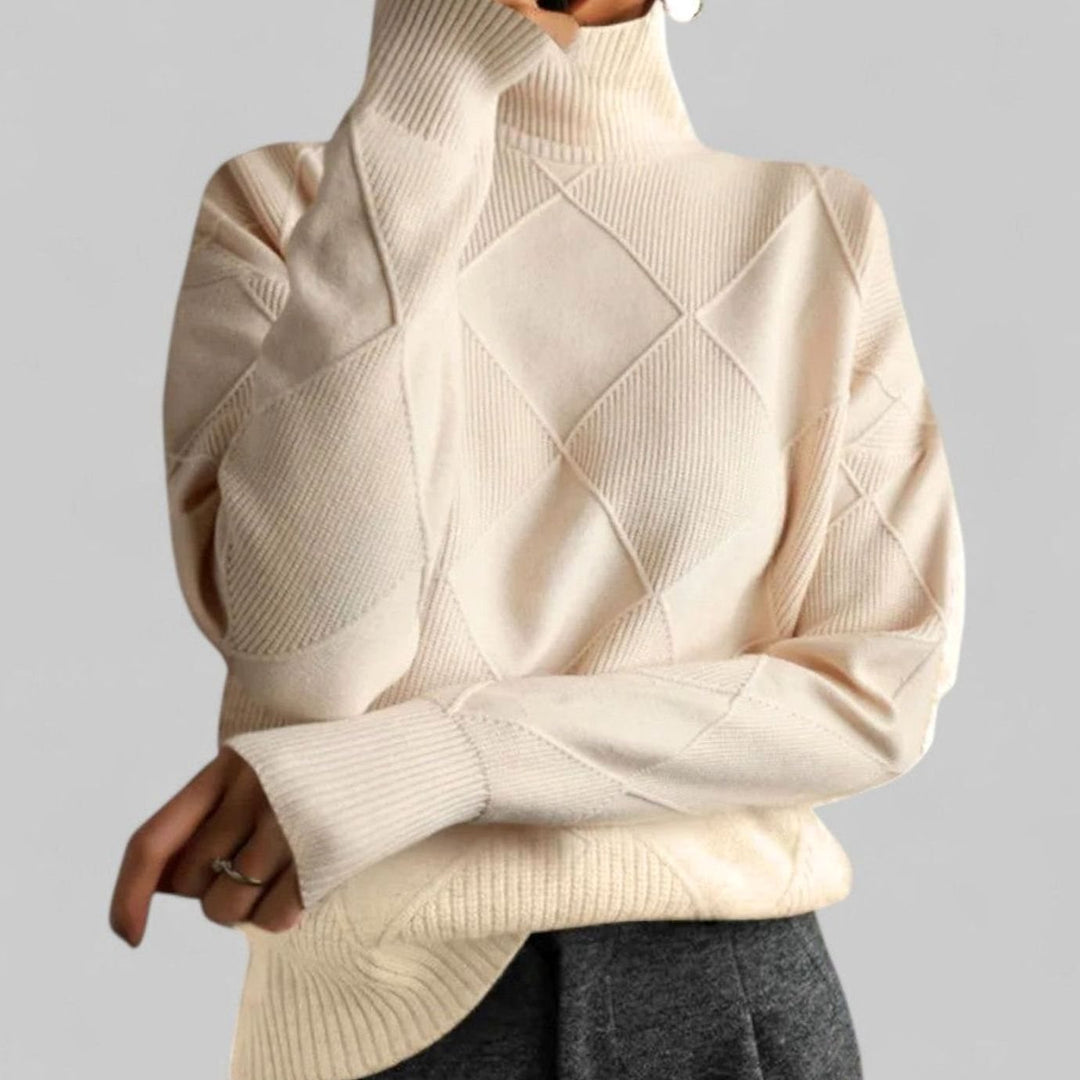 Daphne | Women's Oversized Diamond-Knit Turtlenecks Sweater
