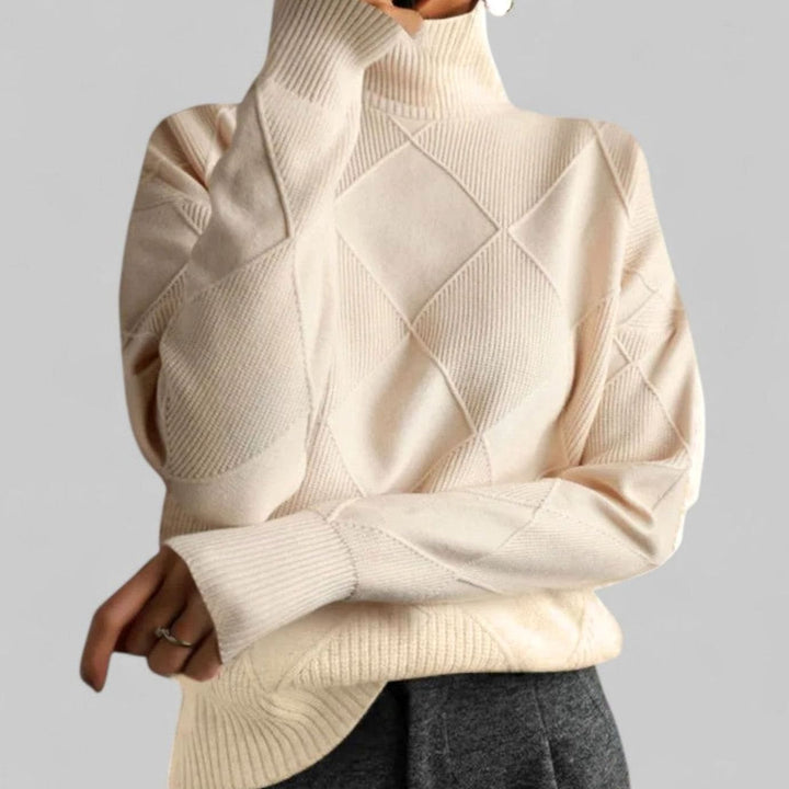 Daphne | Women's Oversized Diamond-Knit Turtlenecks Sweater