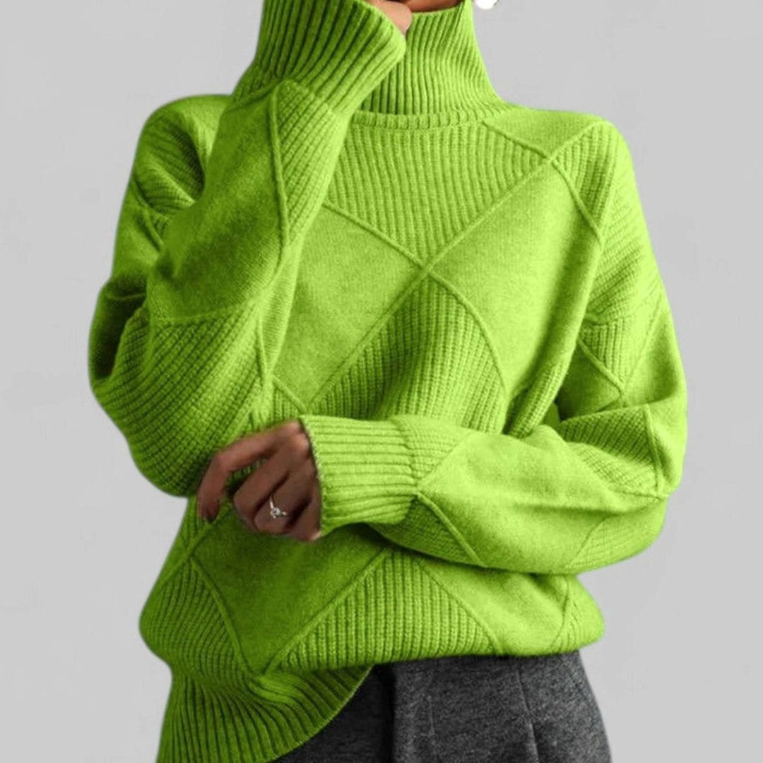 Daphne | Women's Oversized Diamond-Knit Turtlenecks Sweater