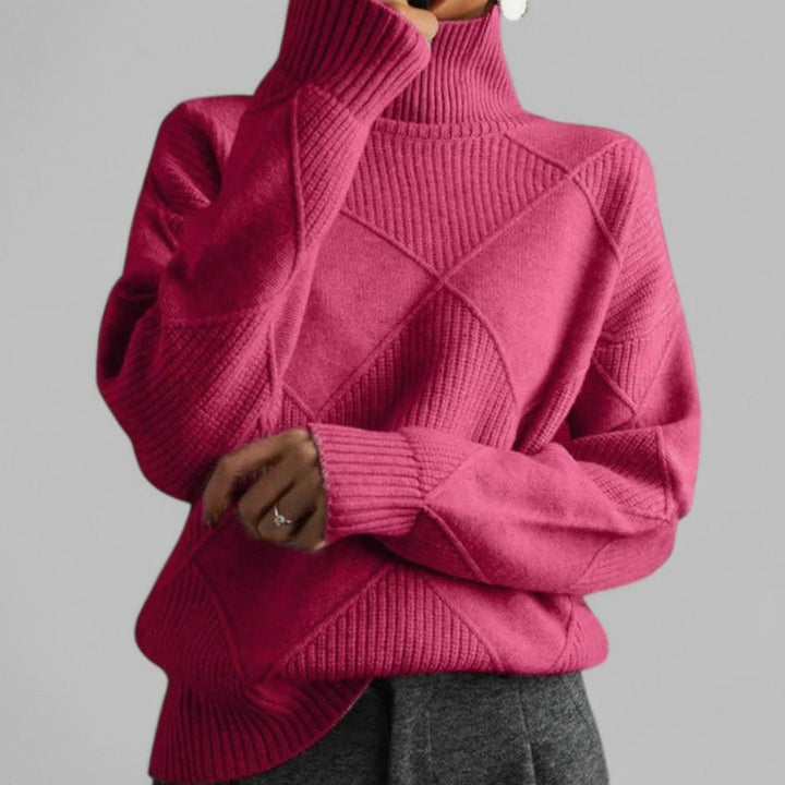 Daphne | Women's Oversized Diamond-Knit Turtlenecks Sweater