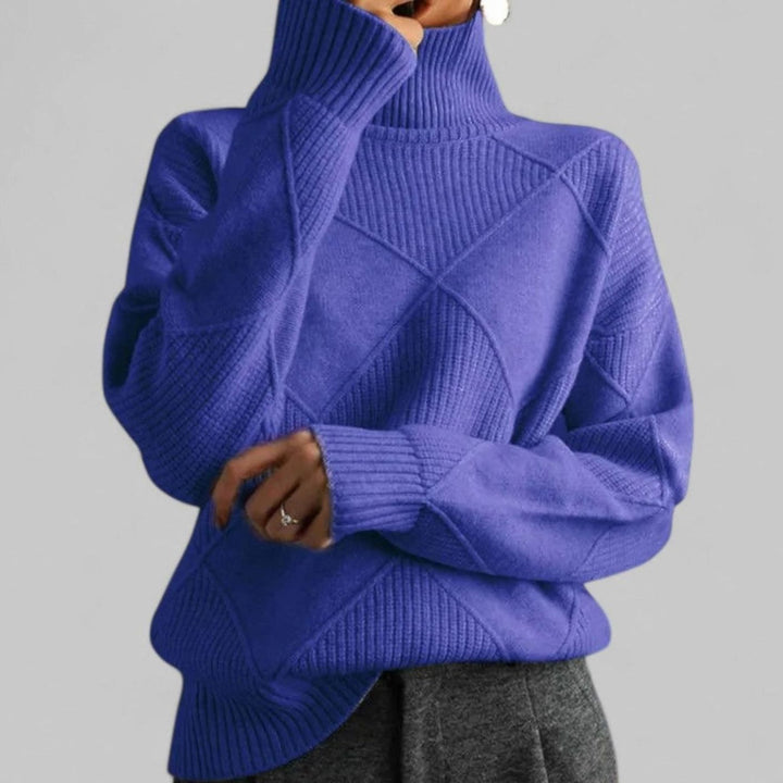 Daphne | Women's Oversized Diamond-Knit Turtlenecks Sweater