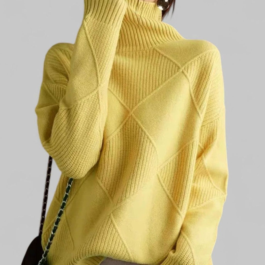 Daphne | Women's Oversized Diamond-Knit Turtlenecks Sweater