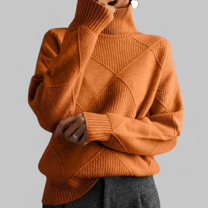 Daphne | Women's Oversized Diamond-Knit Turtlenecks Sweater