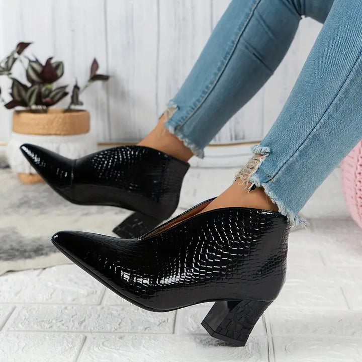 Boots for Women | Textured Block Heel Ankle Style