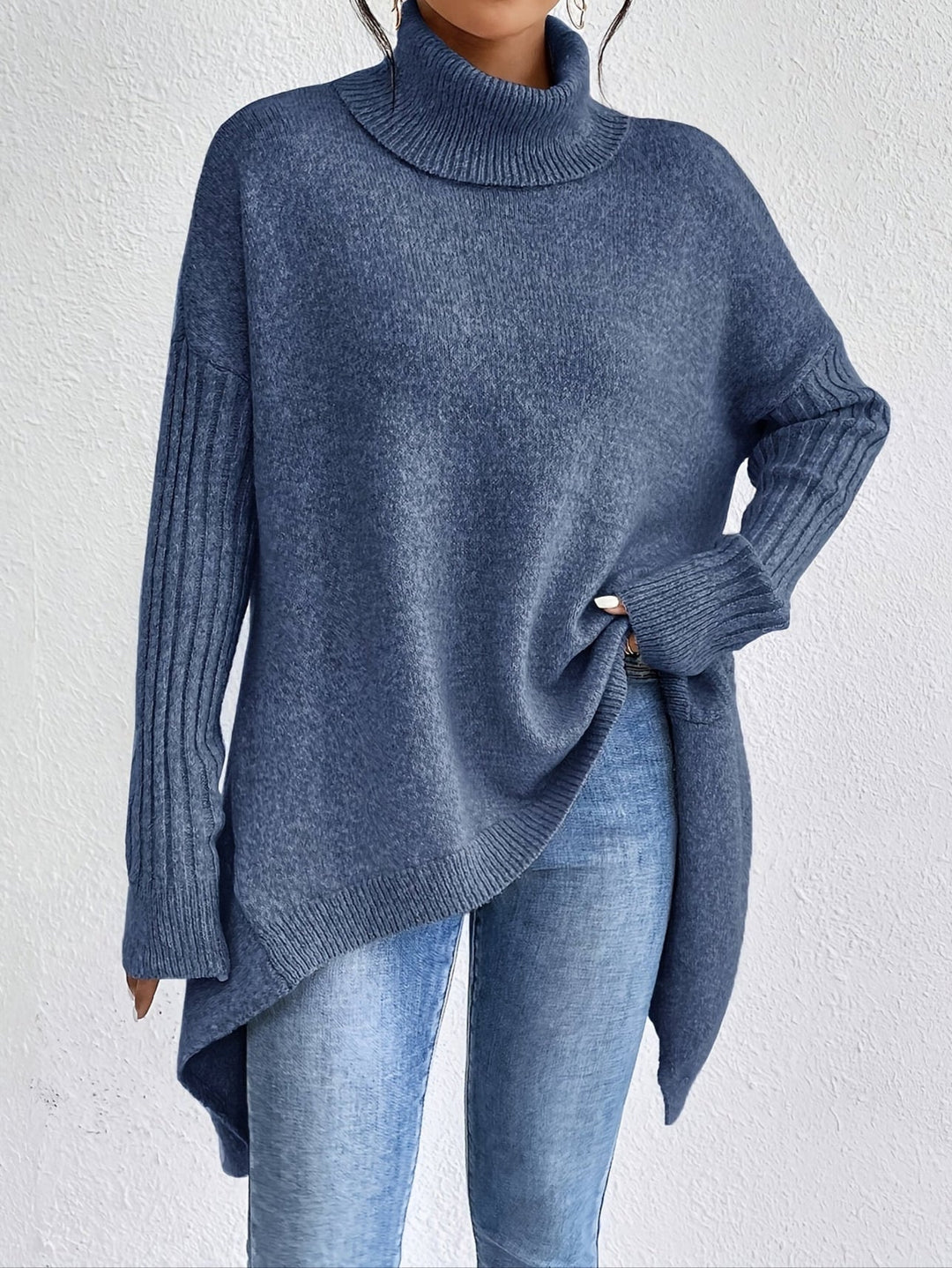 Women’s Sweater | Turtleneck Asymmetric Knit