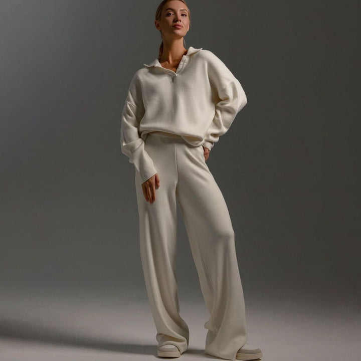 Delaney | Women's Collared Wide-Leg Relaxed Fit Two-Piece Lounge Set