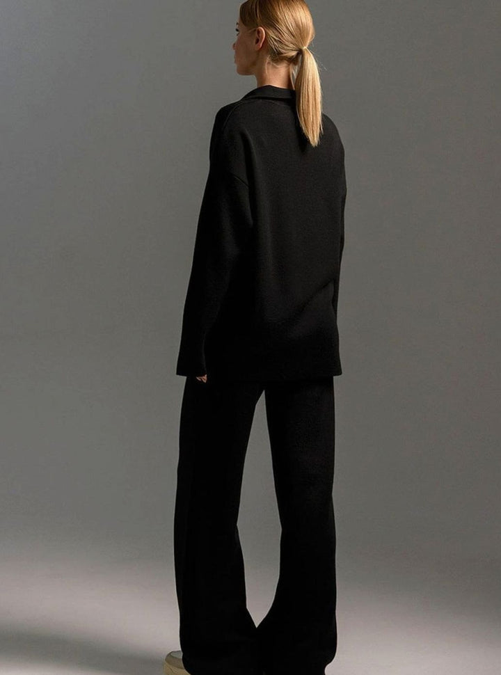 Delaney | Women's Collared Wide-Leg Relaxed Fit Two-Piece Lounge Set