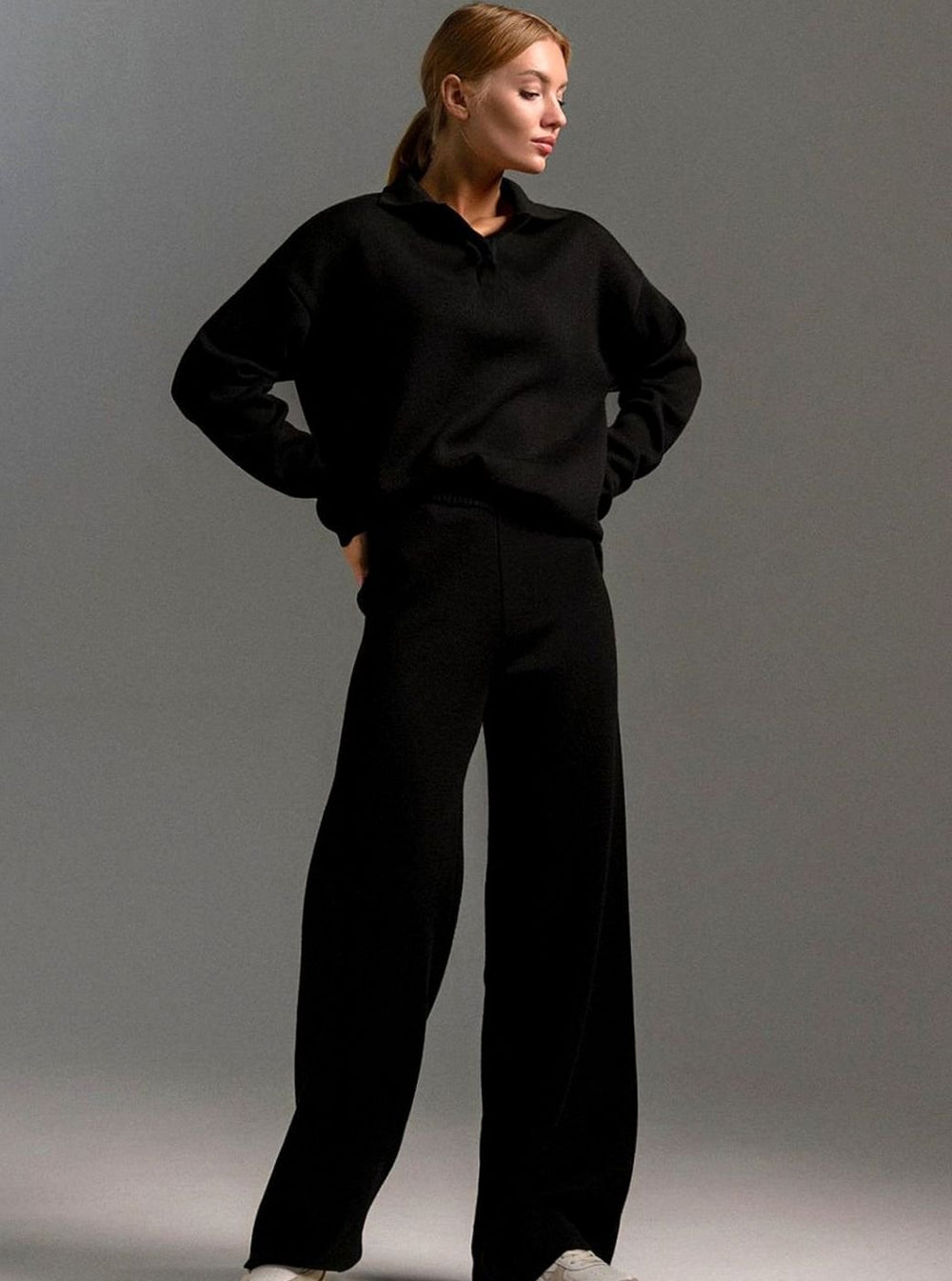 Delaney | Women's Collared Wide-Leg Relaxed Fit Two-Piece Lounge Set