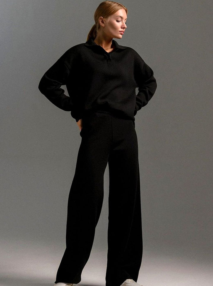 Delaney | Women's Collared Wide-Leg Relaxed Fit Two-Piece Lounge Set