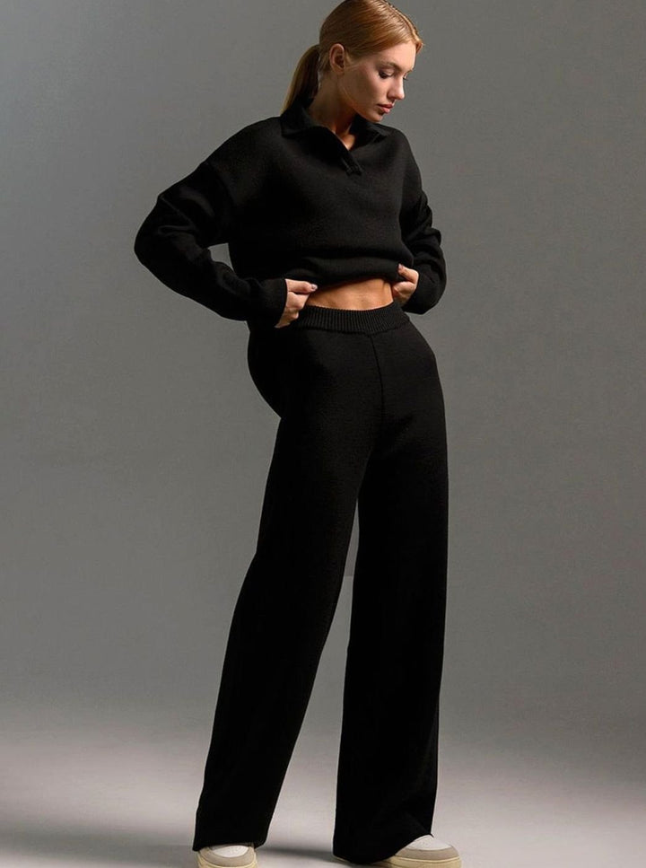 Delaney | Women's Collared Wide-Leg Relaxed Fit Two-Piece Lounge Set