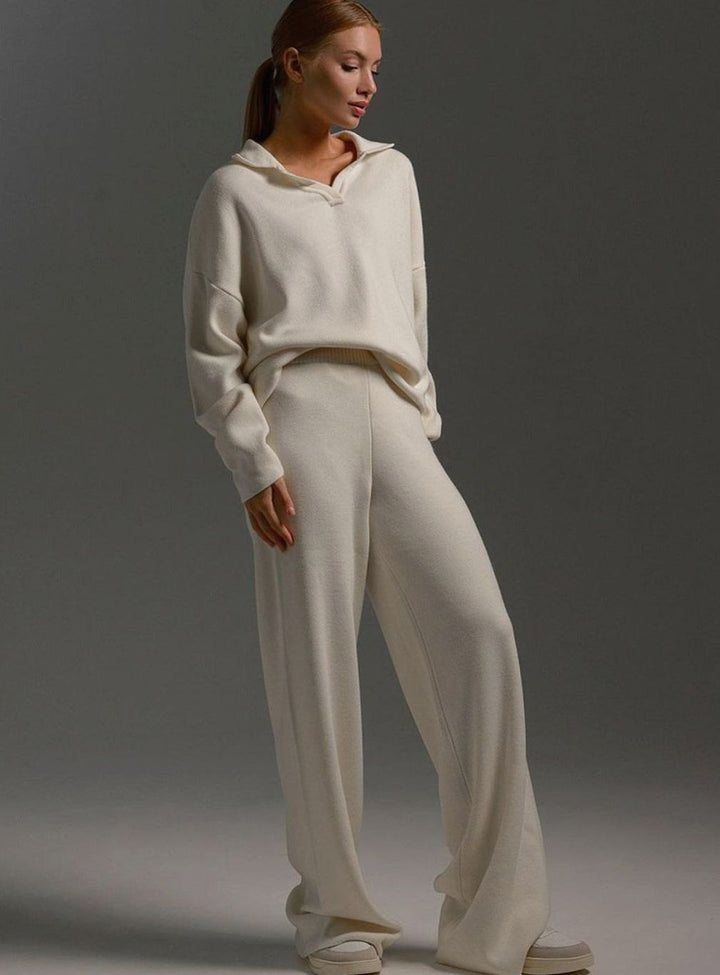 Delaney | Women's Collared Wide-Leg Relaxed Fit Two-Piece Lounge Set
