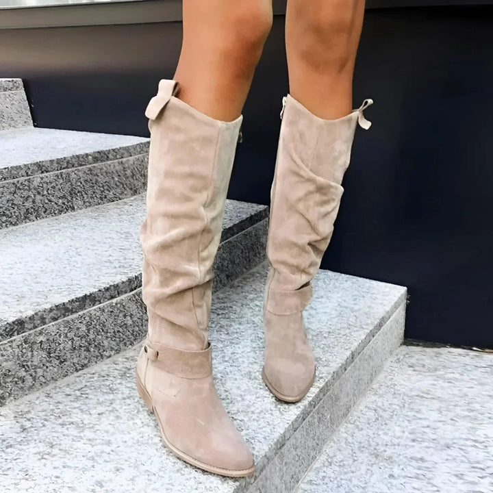 Boots For Women | Knee High Block Heel With Side Zip