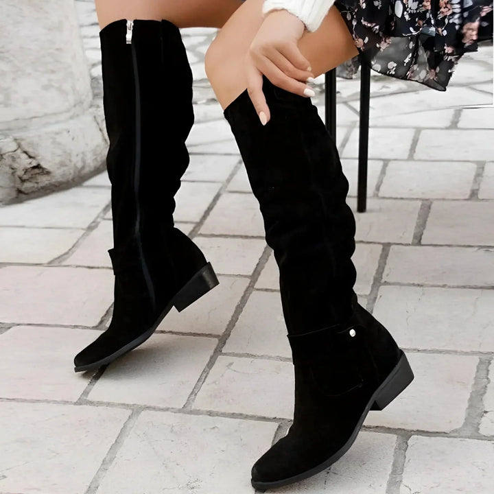 Boots For Women | Knee High Block Heel With Side Zip