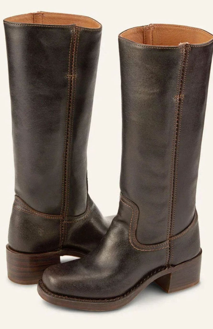 Diana | Women's Mid-Calf Slip-On Classic Western Boots Stacked Heel