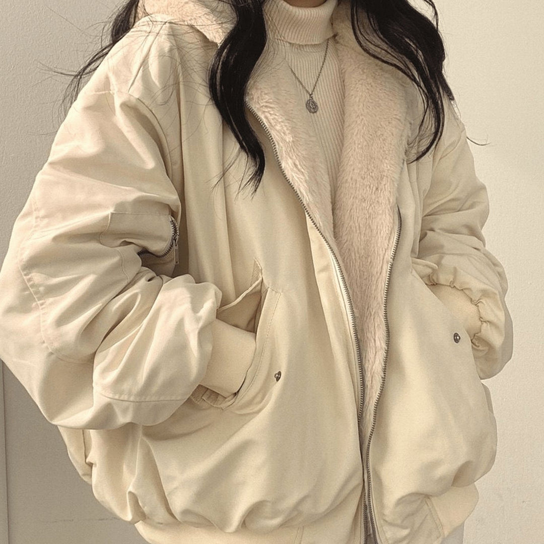 Dolores | Women's Oversized Relaxed-Fit Fleece-Lined Zip-Up Winter Jacket