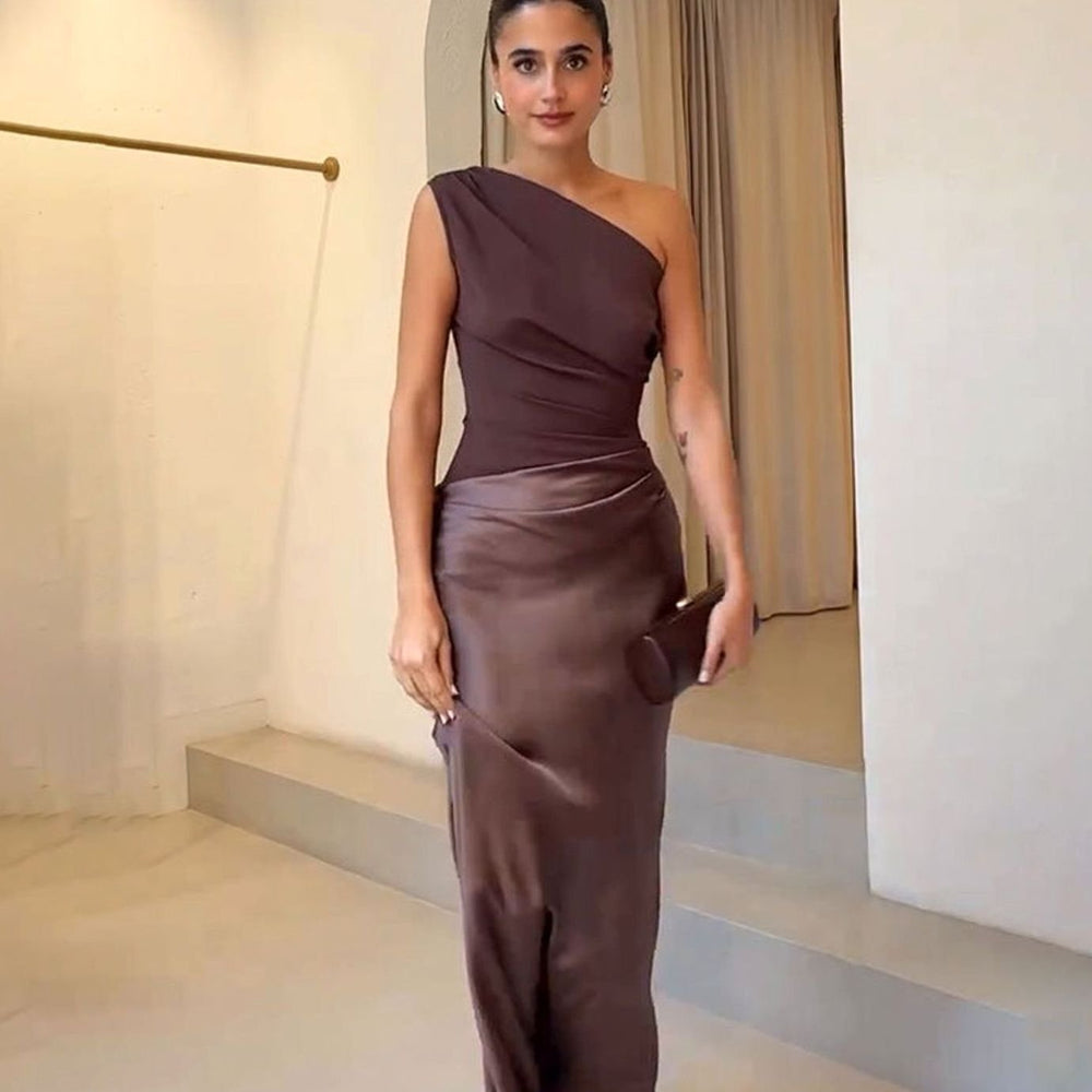 Dominique | Women's Elegant One-Shoulder Bodycon Maxi Dress