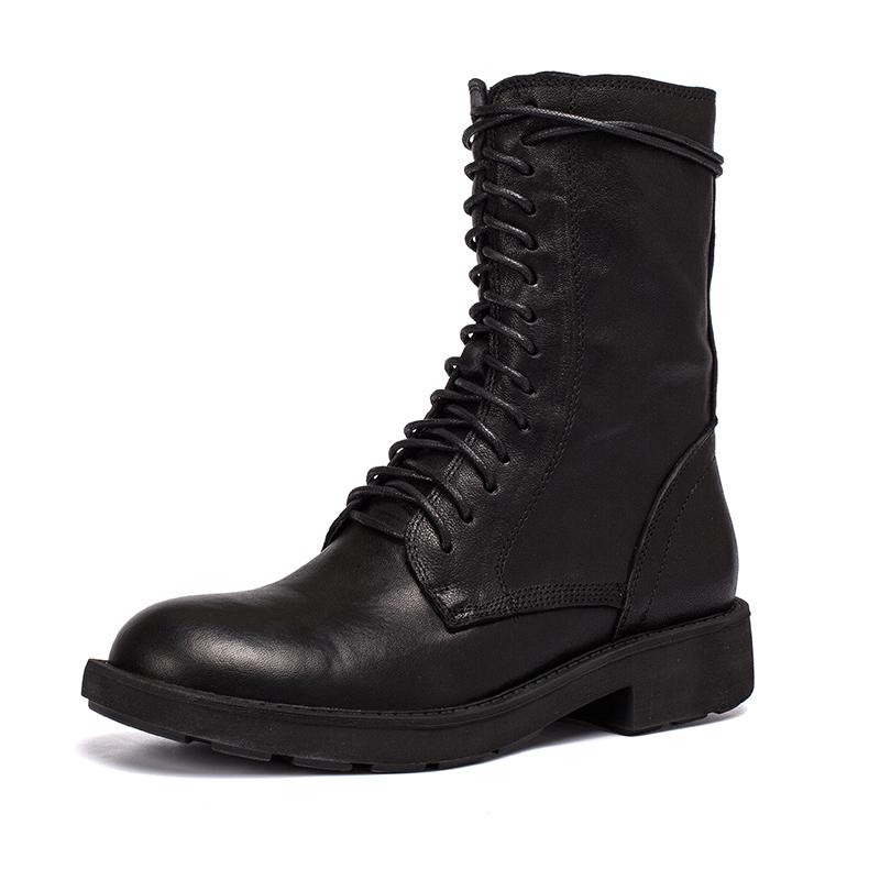 Boots For Women | Lace-Up Mid-Calf Closed Toe