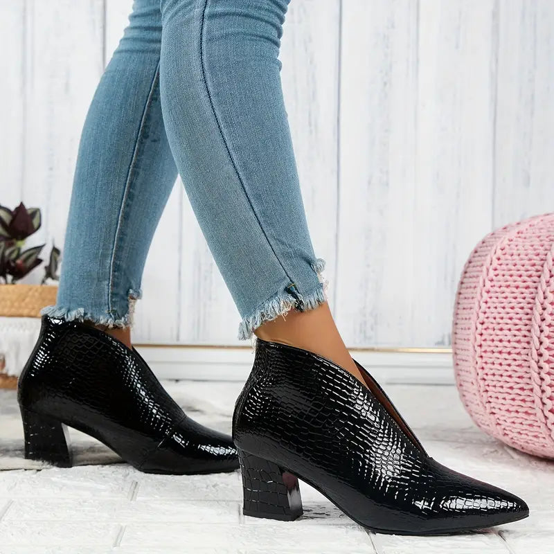 Boots for Women | Textured Block Heel Ankle Style