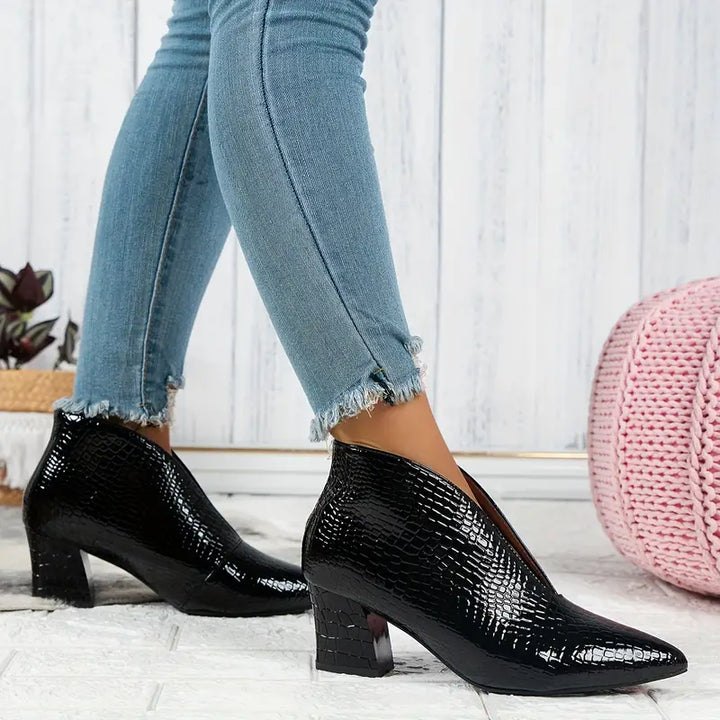 Boots for Women | Textured Block Heel Ankle Style