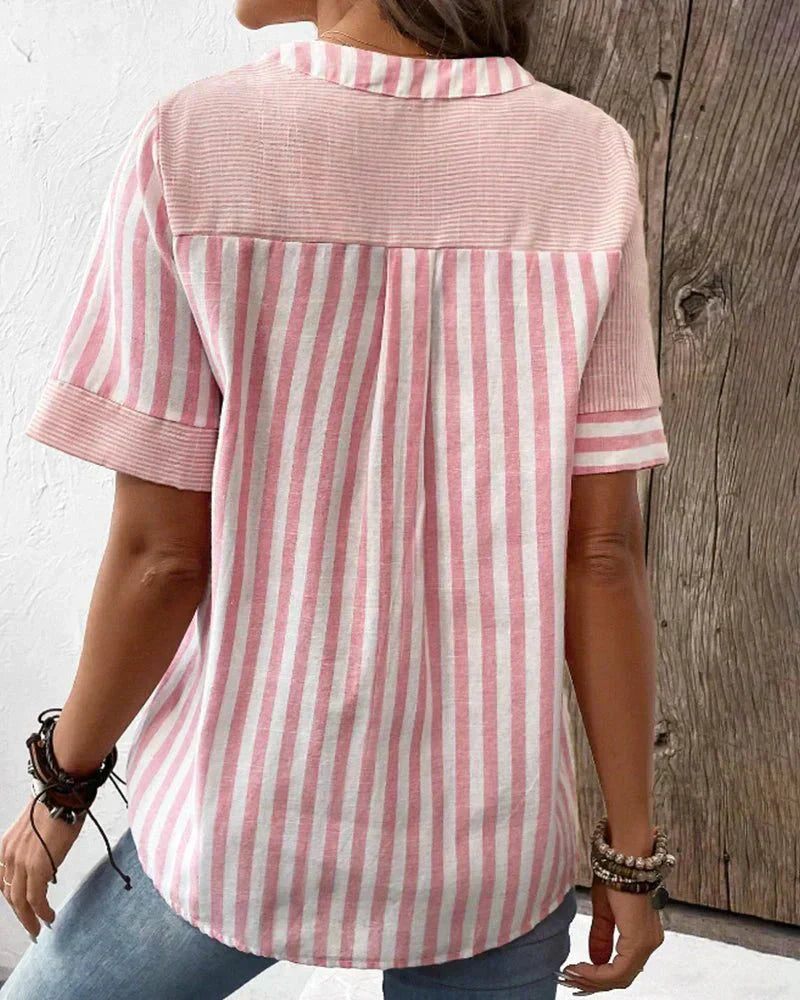 Women's Blouse | Stripe Pane Button Front