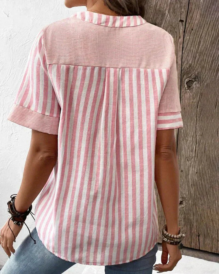 Women's Blouse | Stripe Pane Button Front