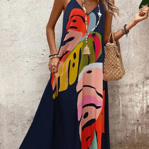 Women's Dress | Abstract Maxi Sleeveless V-Neck