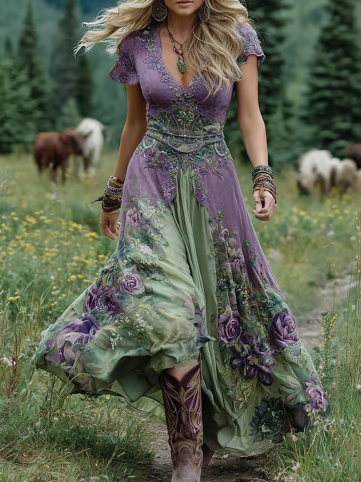 Women's Boho Maxi Dress | Floral Printed