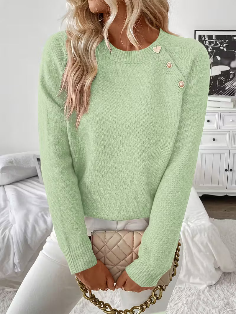 Women’s Sweater | Long Sleeve Button Accent