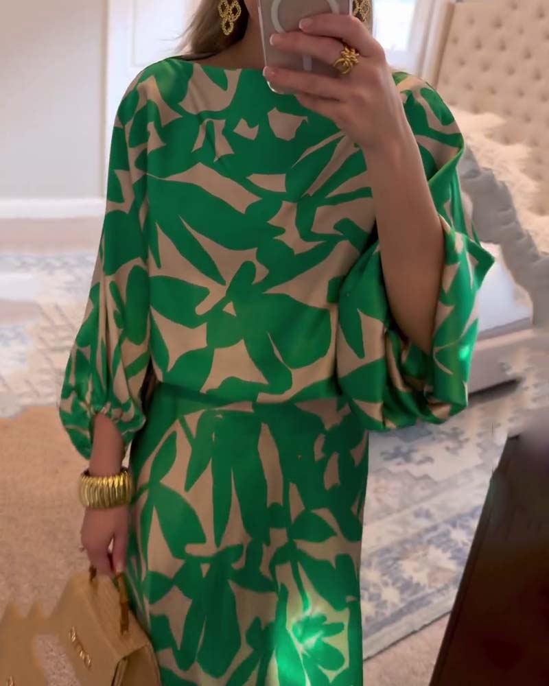 Women's Two-Piece Set  | Top and Midi Length Skirt