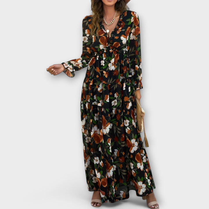 Women's Floral Maxi Dress | Pleated