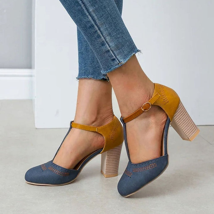 Edith | Women's Orthopedic T-Strap Block Heeled Shoes
