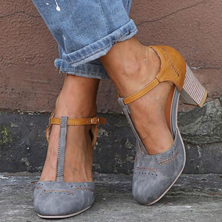 Edith | Women's Orthopedic T-Strap Block Heeled Shoes
