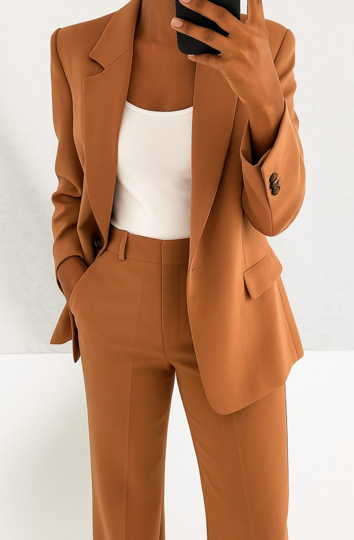 Eileen | Women's Tailored Blazer Straight-Leg Suit Set