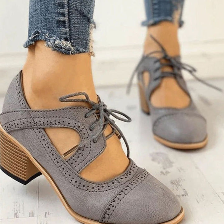 Eleanor | Women's Vintage Lace-Up Block Heel T-Strap Shoes