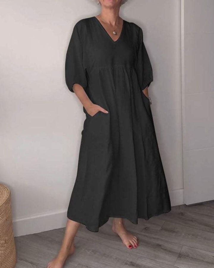 Women's Dress | Loose Midi with Gathered Skirt