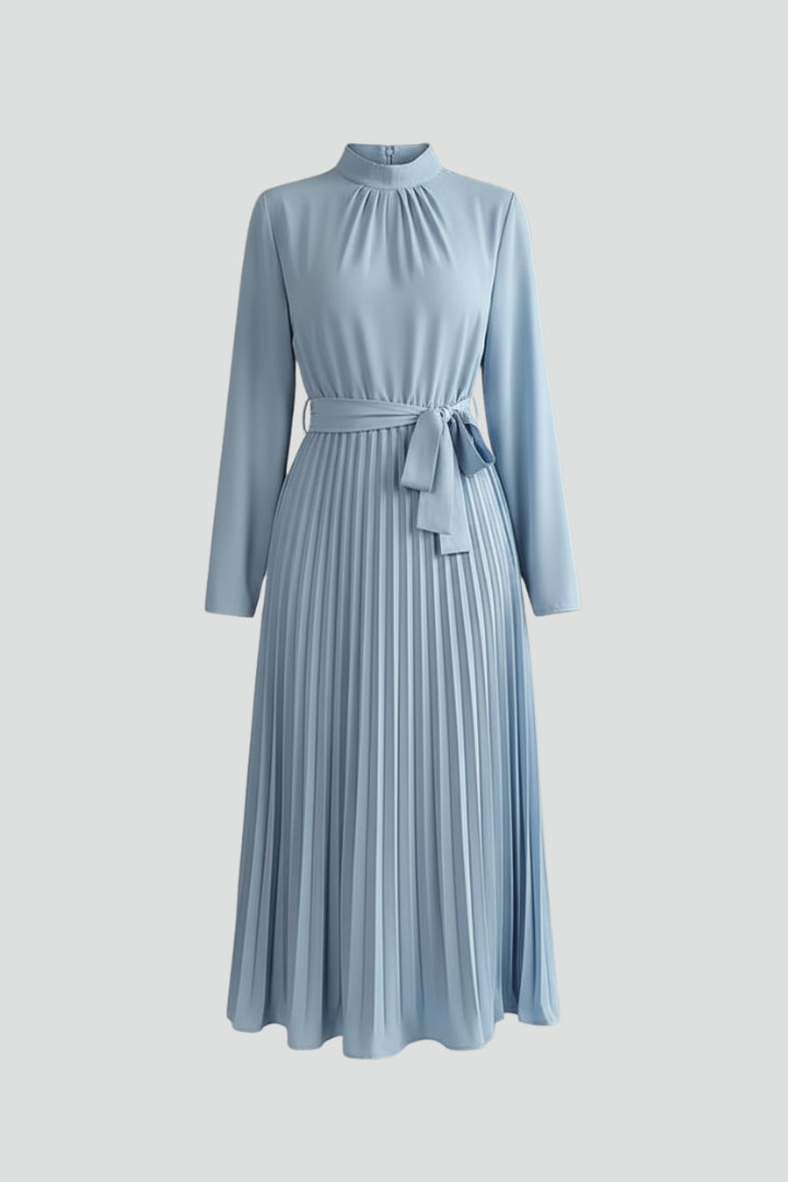 Women's Wedding Guest Midi Dress | Pleated Mock Neck
