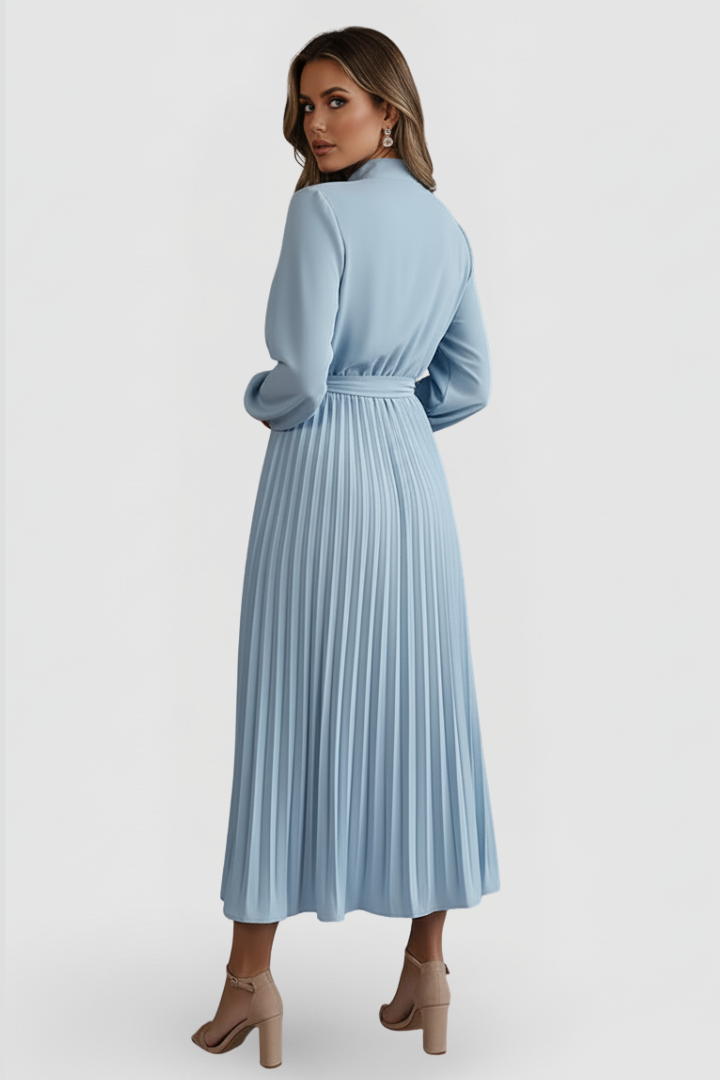 Women's Wedding Guest Midi Dress | Pleated Mock Neck