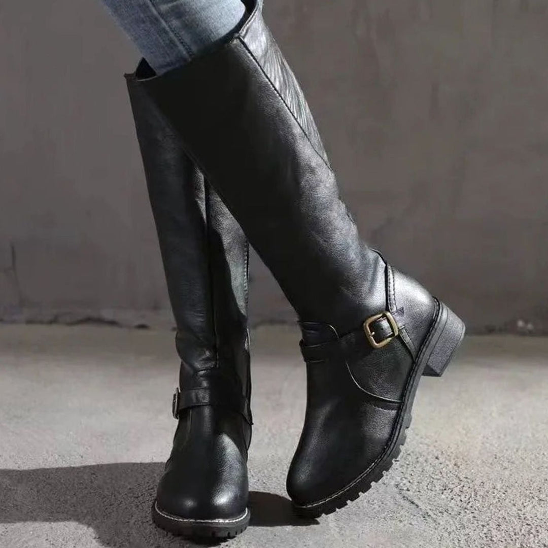 Elsie | Women's Knee-High Buckle-Strap Orthopedic Leather Boots