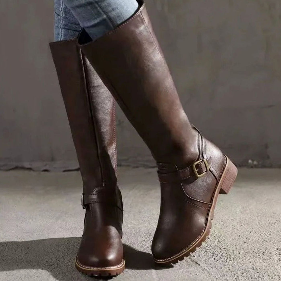 Elsie | Women's Knee-High Buckle-Strap Orthopedic Leather Boots