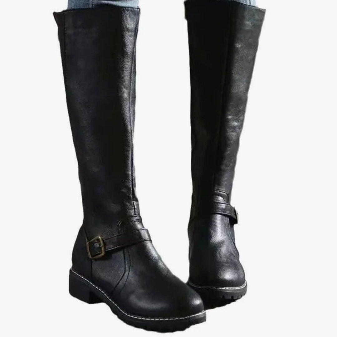 Elsie | Women's Knee-High Buckle-Strap Orthopedic Leather Boots
