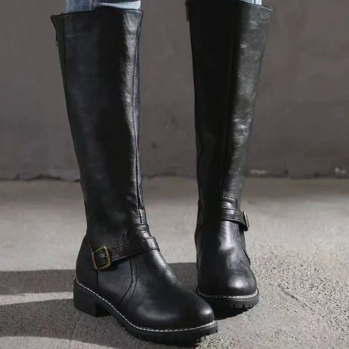 Elsie | Women's Knee-High Buckle-Strap Orthopedic Leather Boots
