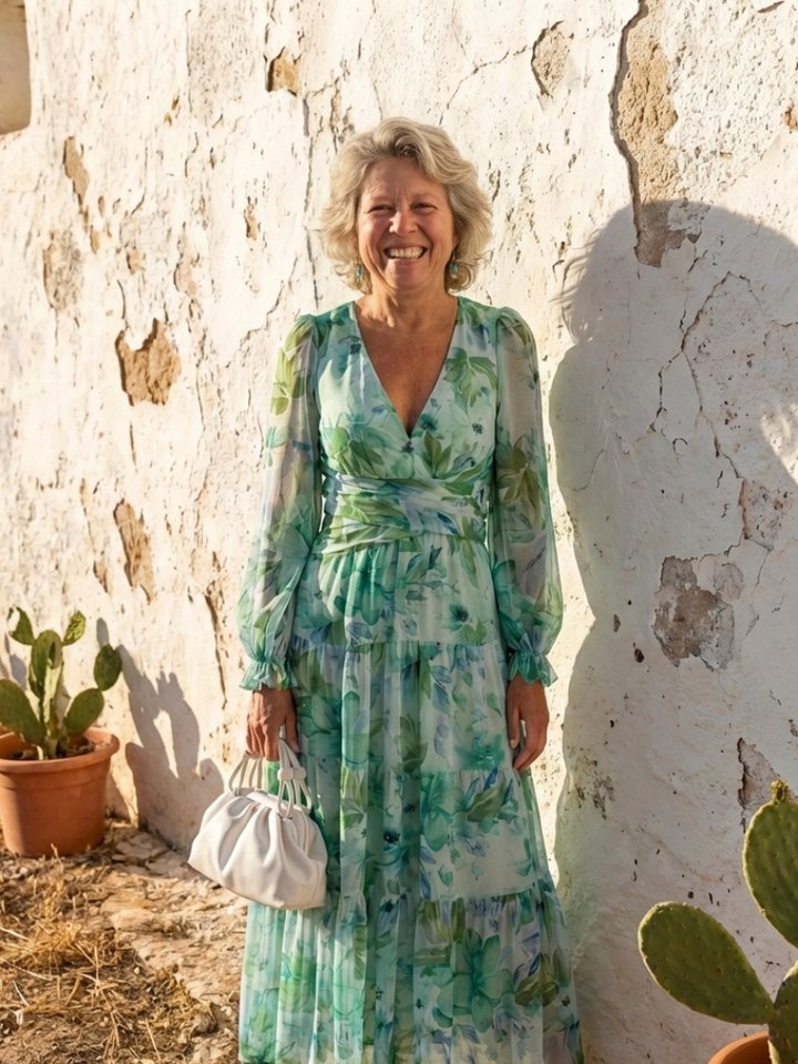 Women's Wedding Guest Maxi Dress | V-Neck Floral