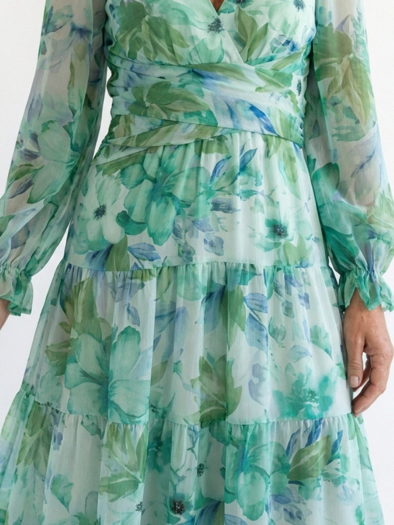 Women's Wedding Guest Maxi Dress | V-Neck Floral