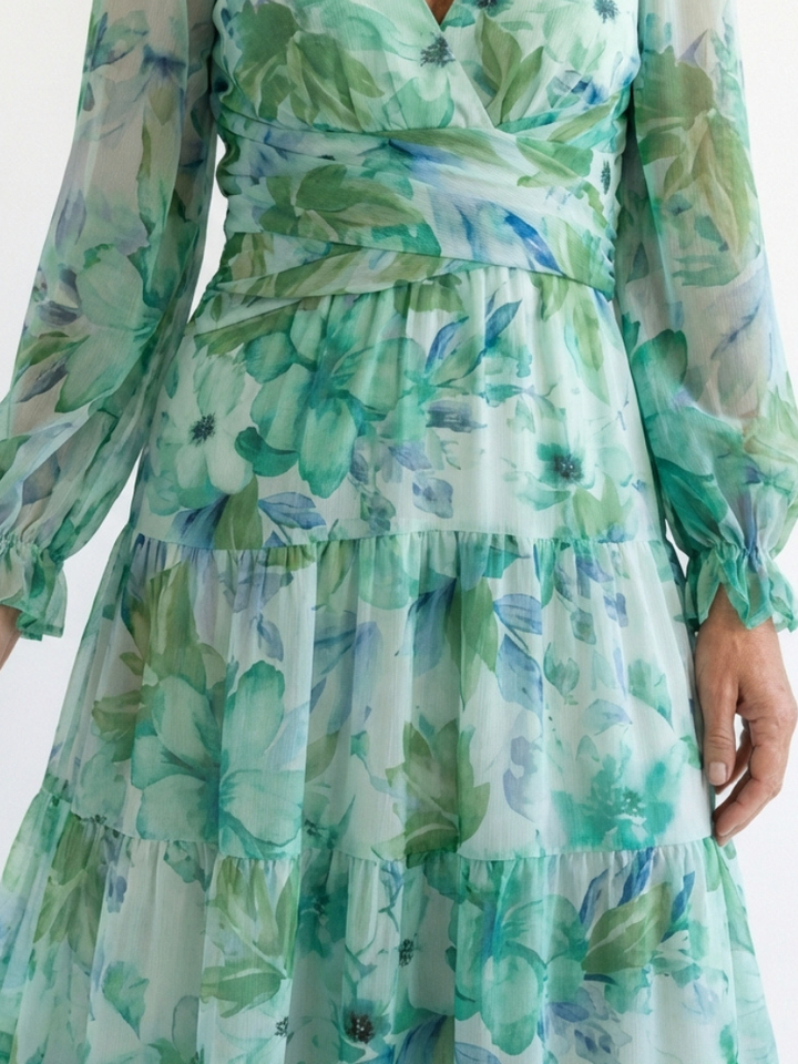 Women's Wedding Guest Maxi Dress | V-Neck Floral