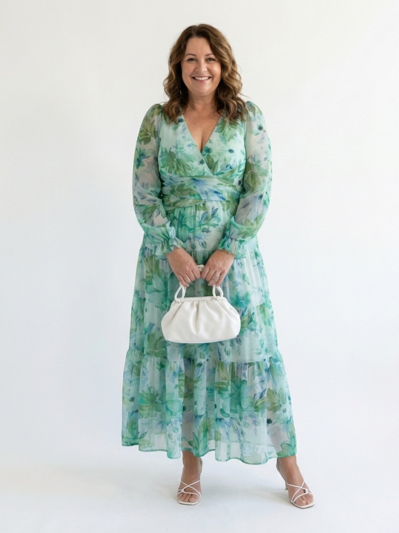 Women's Wedding Guest Maxi Dress | V-Neck Floral