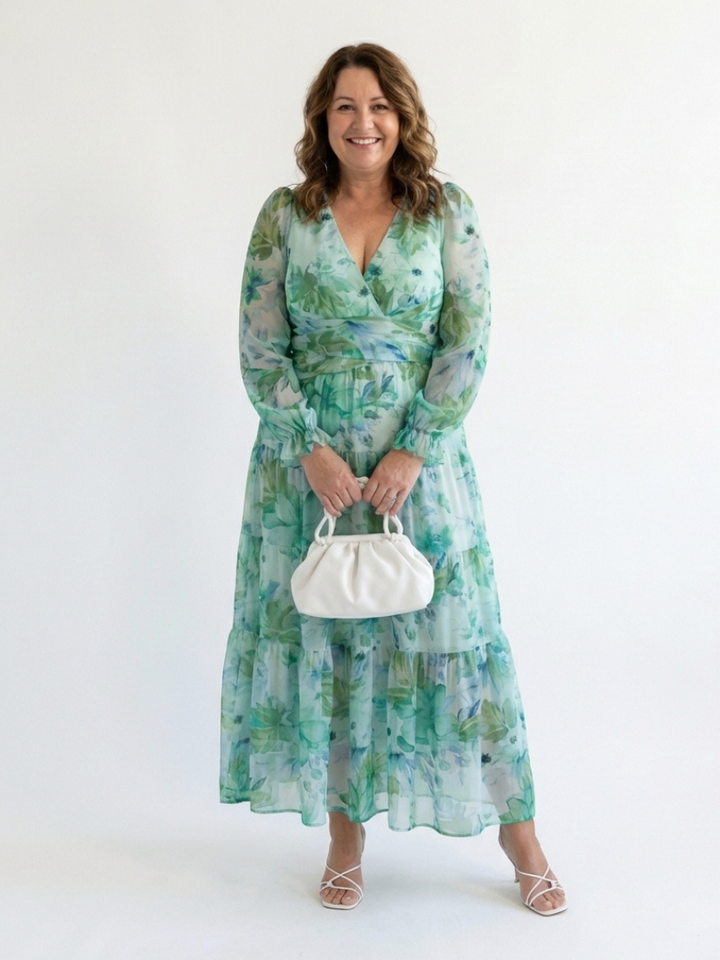 Women's Wedding Guest Maxi Dress | V-Neck Floral